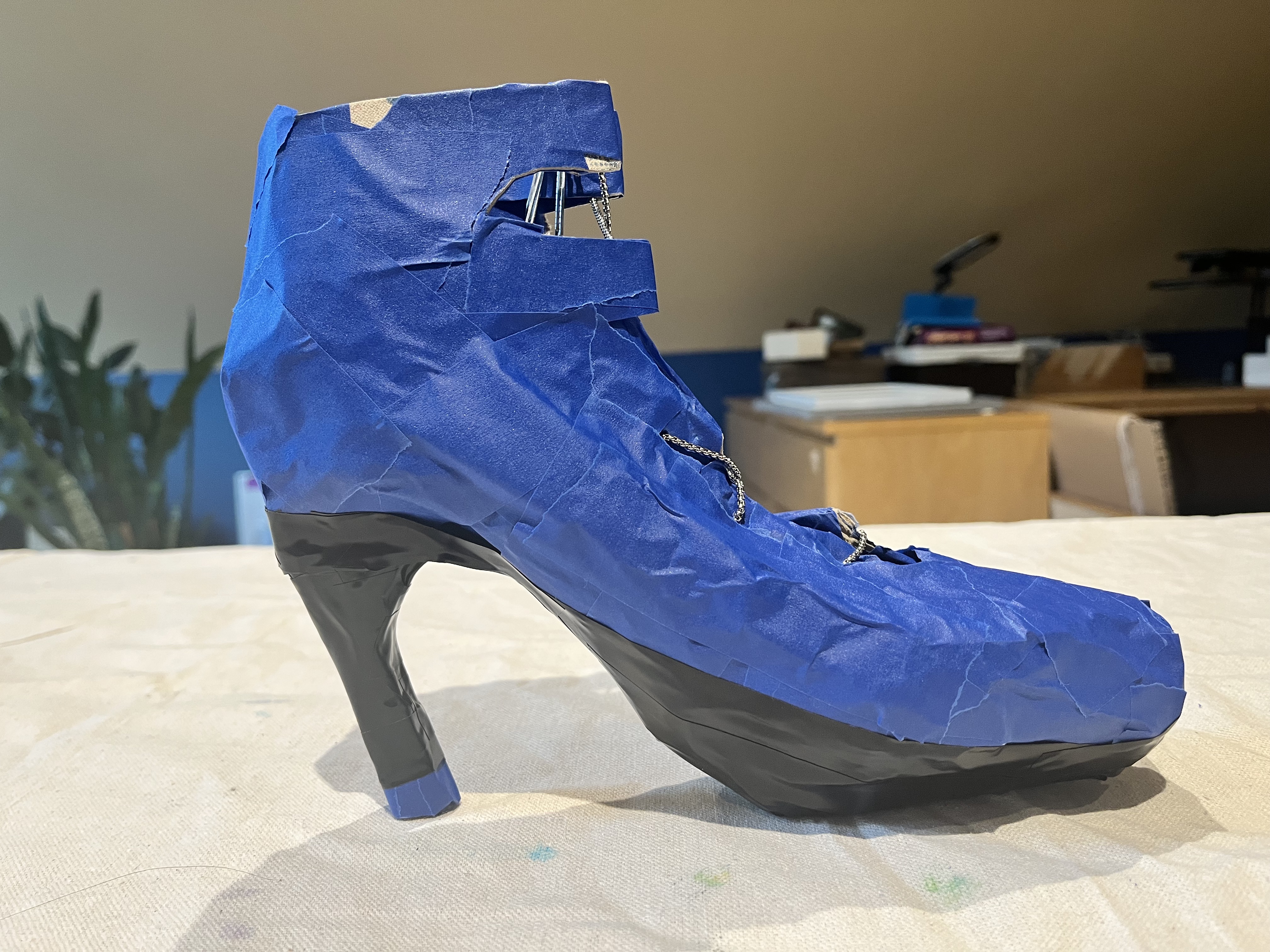 Final Look of the St. Martins Shoe made from egg carton and tape by Jordan Ng